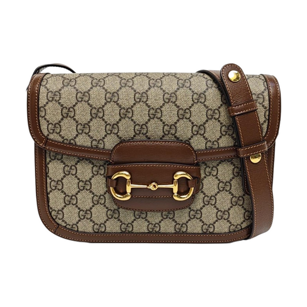 Horsebit 1955 Medium Monogram Coated Canvas Beige