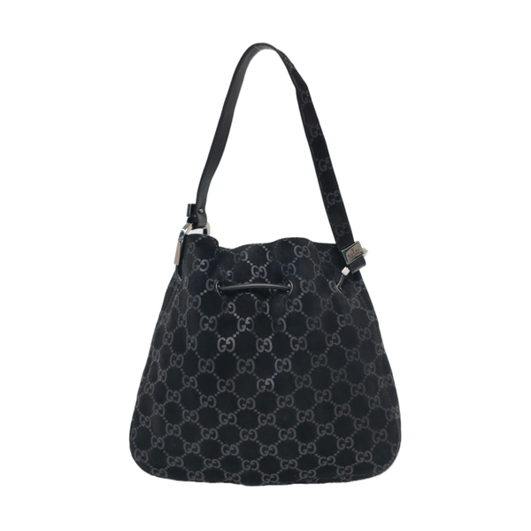 Monogram Suede Top Handle Bag Black