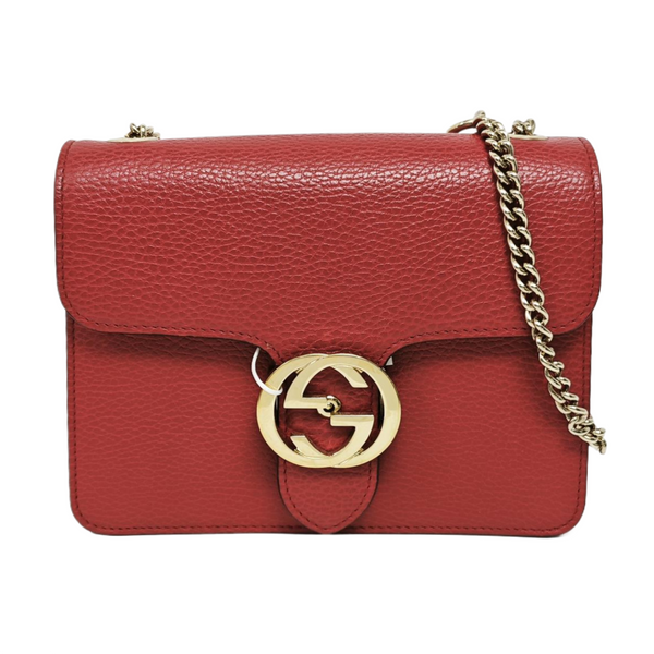 Interlocking G Small Calfskin Red