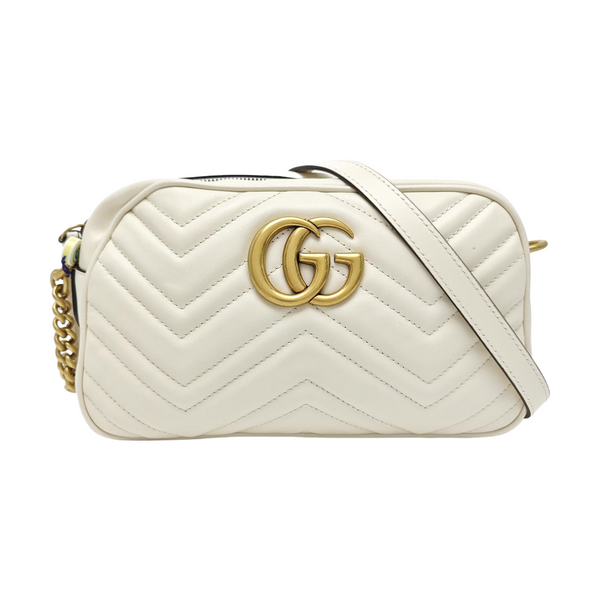 GG Marmont Small Quilted Calfskin White