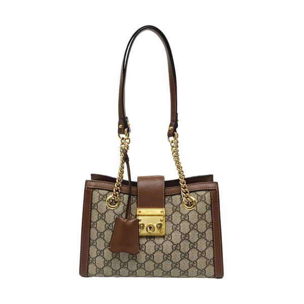 Padlock Small Monogram Coated Canvas Beige