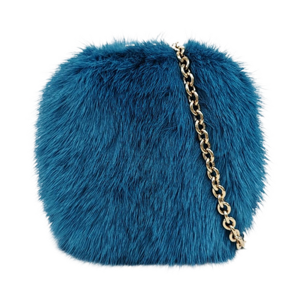 Fur Shoulder Bag Blue