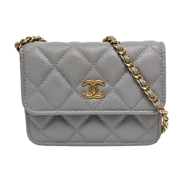 Authenticated pre-owned WOC Quilted Grained Calfskin Grey - Shoulder Bag at Looply