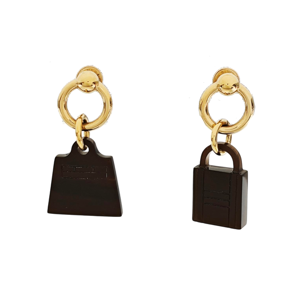 Amulette Maroquinier Metal Black Earrings