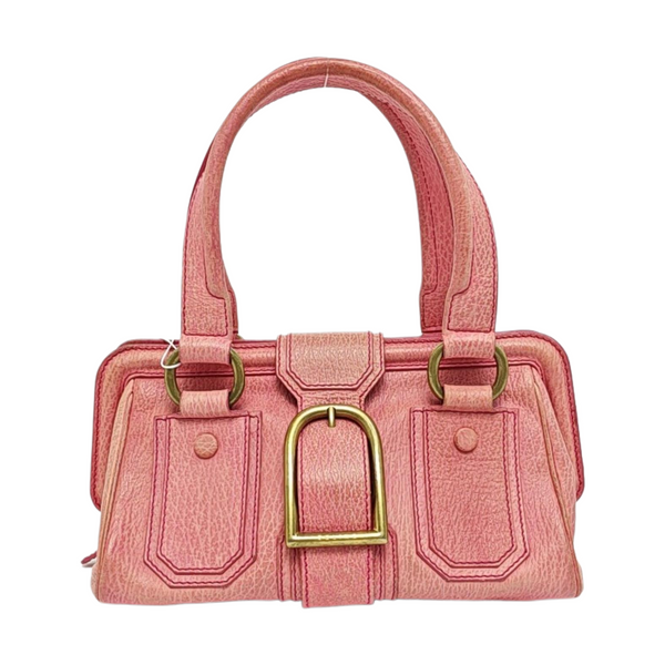 Leather Top Handle Bag Pink