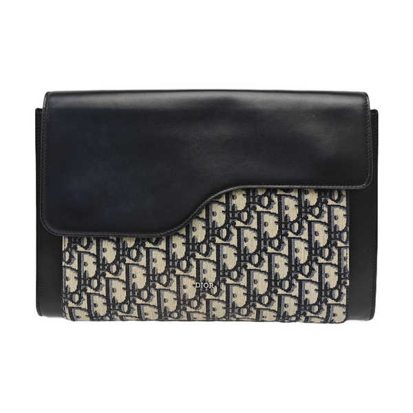 Oblique Canvas Clutch Blue