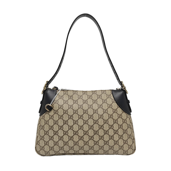 GG Emblem Small Monogram Coated Canvas Beige