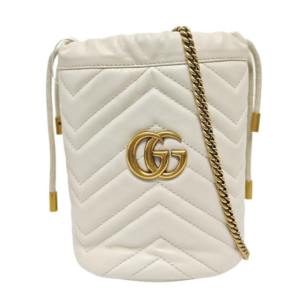 GG Marmont Mini Quilted Calfskin White
