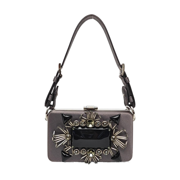 Silk Satin Top Handle Bag Gray