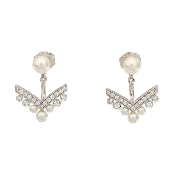 Joséphine Aigrette 18k White Gold Silver Stud Earrings