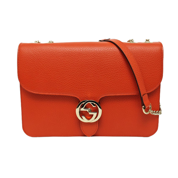 Interlocking G Large Calfskin Orange