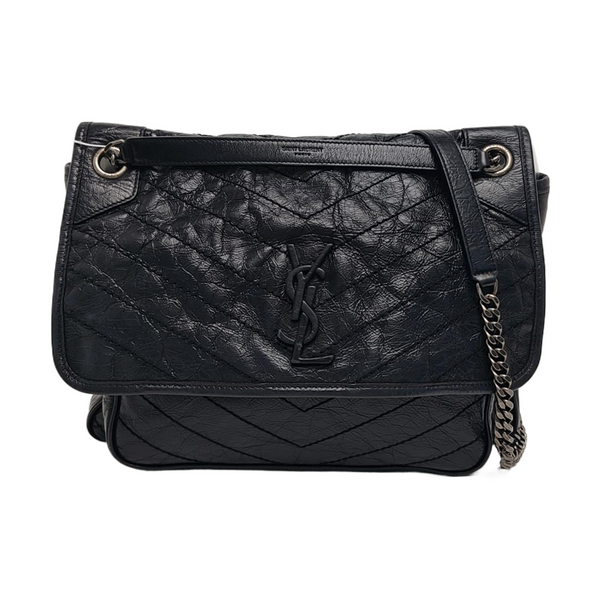 NIKI Large Chevron Calfskin Black