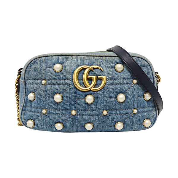 GG Marmont Small Quilted Canvas Blue