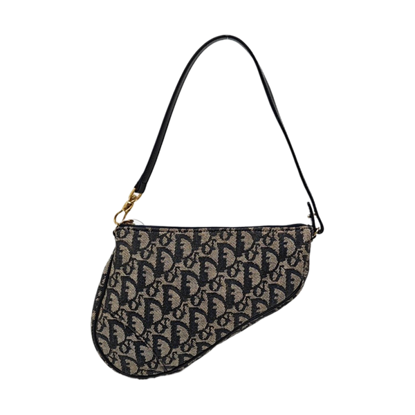 Authenticated pre-owned Saddle Mini Oblique Fabric Blue - Top Handle Bag at Looply