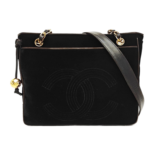 Quilted Fabric Shoulder Bag Black