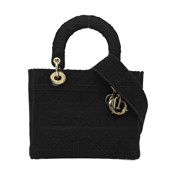Lady D-Lite Medium Cannage Canvas Black