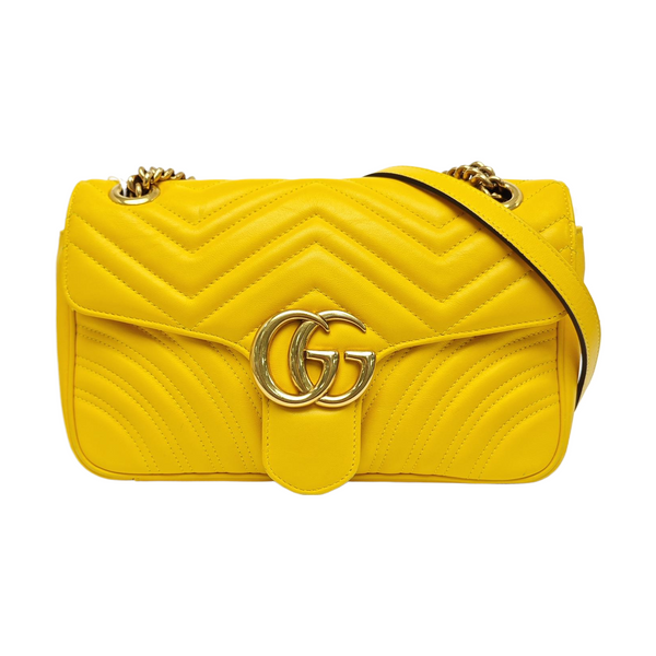 GG Marmont Medium Quilted Calfskin Yellow