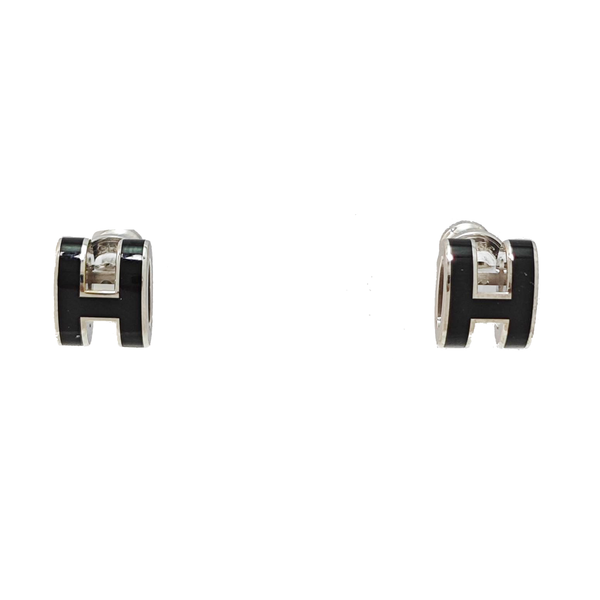 Pop H Metal Black Stud Earrings