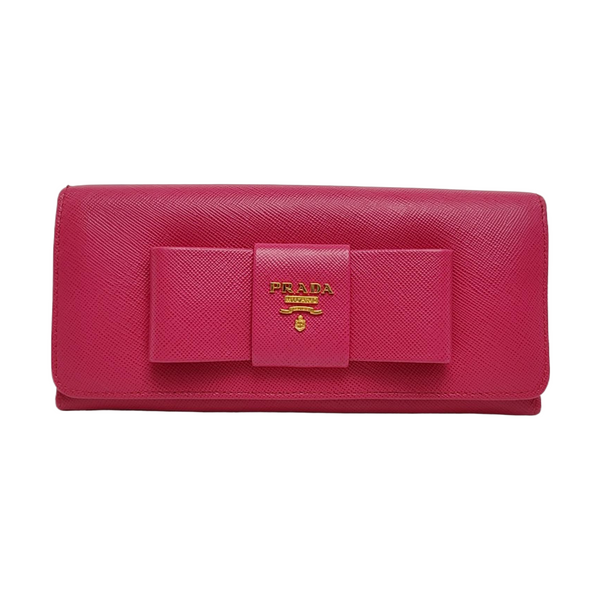 Fiocco Bow Calfskin Pink Wallet