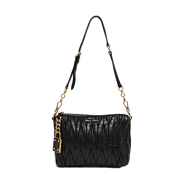 Quilted Lambskin Shoulder Bag Black
