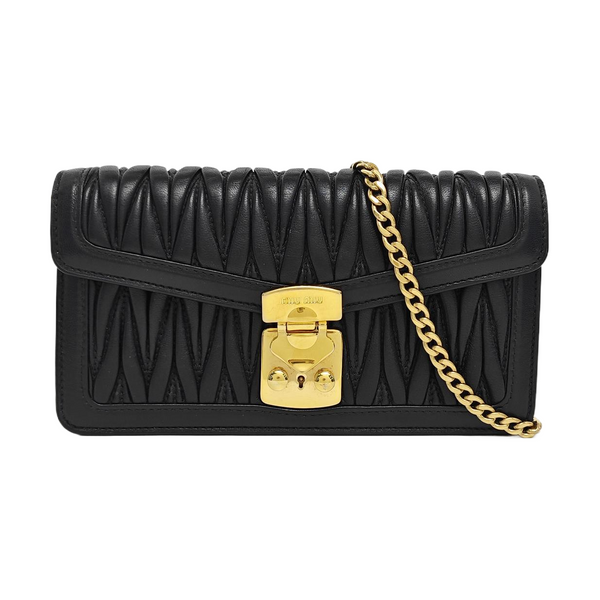 Miu Confidential Quilted Lambskin Black
