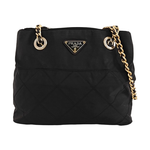Quilted Nylon Tote Bag Black