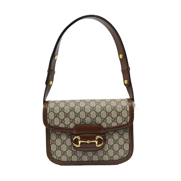 Horsebit 1955 Medium Monogram Coated Canvas Beige