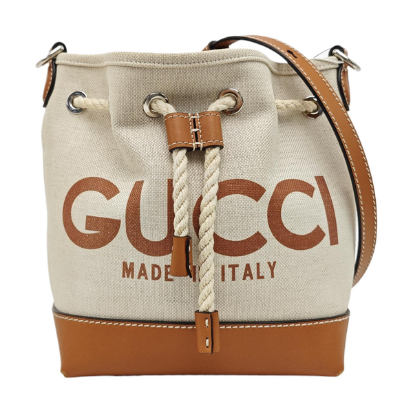 Canvas Bucket Bag Mini Beige