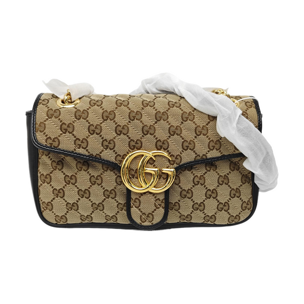 GG Marmont Medium Quilted Canvas Brown