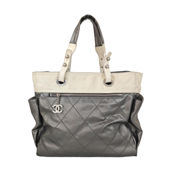 PARIS BIARRITZ Large Quilted Coated Canvas Gray