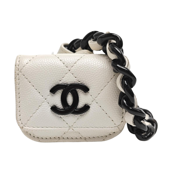 Quilted Grained Calfskin Belt Bag White