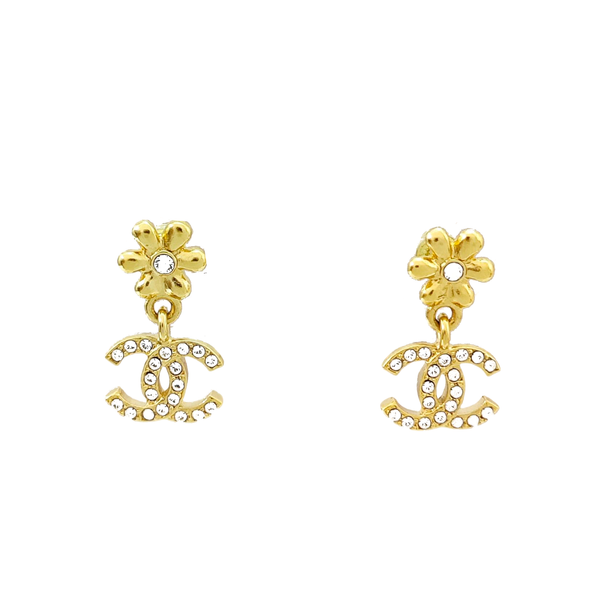 CC Logo Metal Gold Stud Earrings