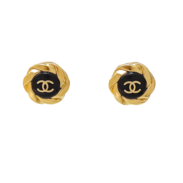 Metal Black Stud Earrings