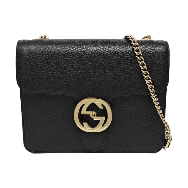 Authenticated pre-owned Interlocking G Small Calfskin Black - Shoulder Bag at Looply