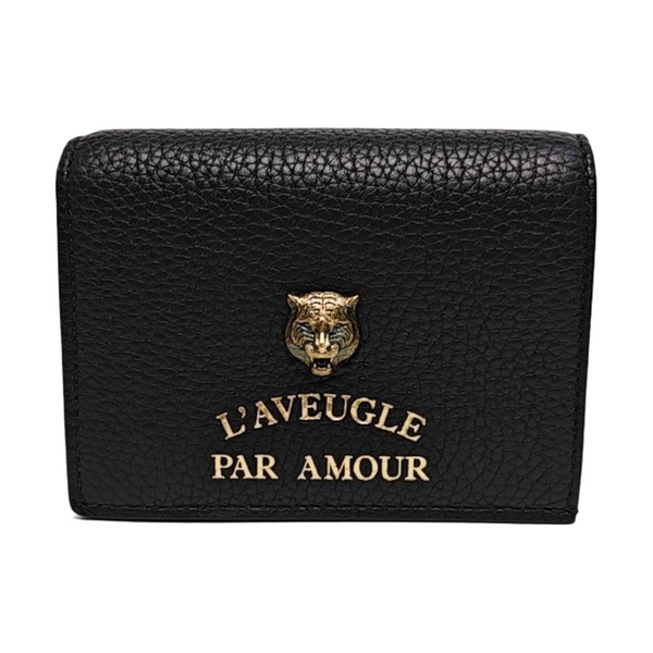 Animalier Large Calfskin Black Card Holder