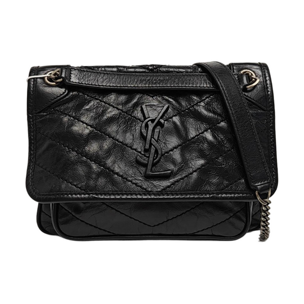 NIKI Small Chevron Calfskin Black