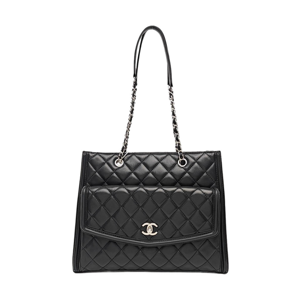 Quilted Lambskin Tote Bag Black