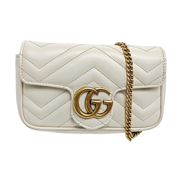 GG Marmont Mini Quilted Calfskin White