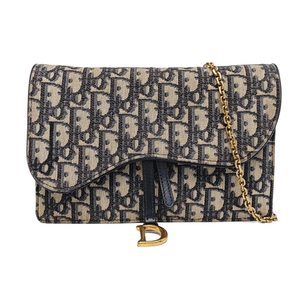 Authenticated pre-owned Saddle Medium Monogram Canvas Blue - Shoulder Bag at Looply
