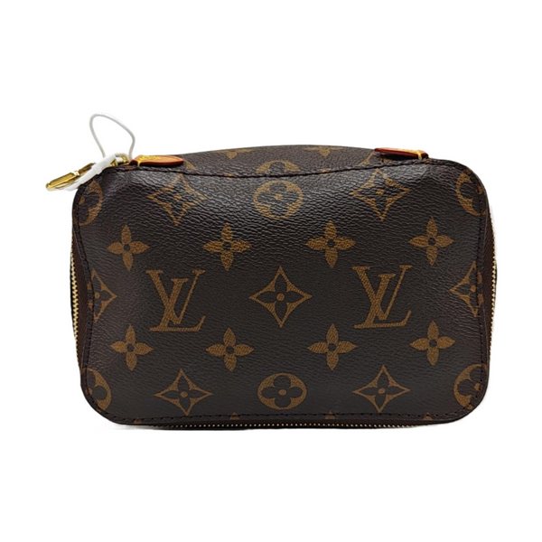 Monogram Coated Canvas Clutch Brown