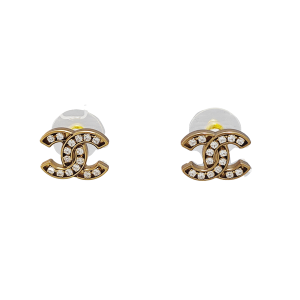 CC Logo Brass Gold Stud Earrings