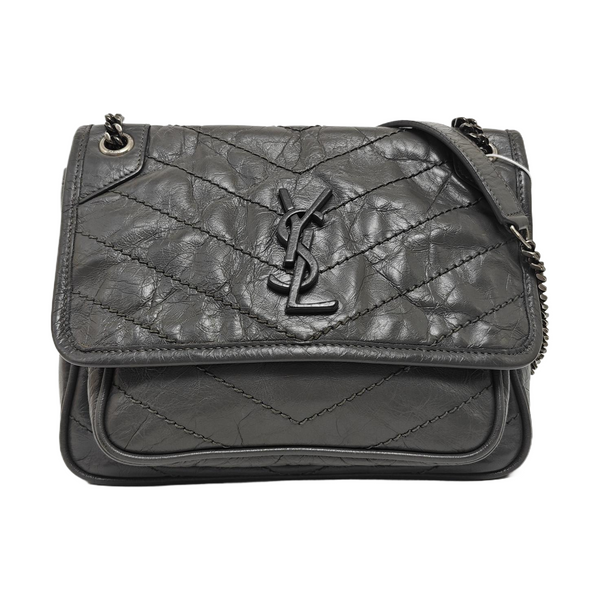 NIKI Small Chevron Calfskin Gray