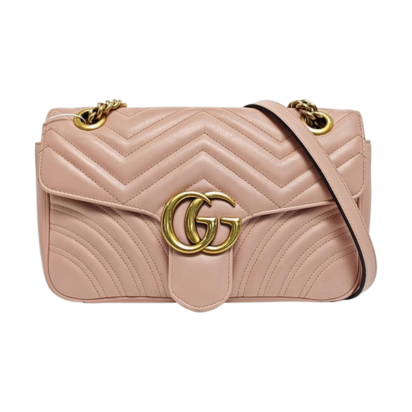 GG Marmont Medium Quilted Calfskin Pink