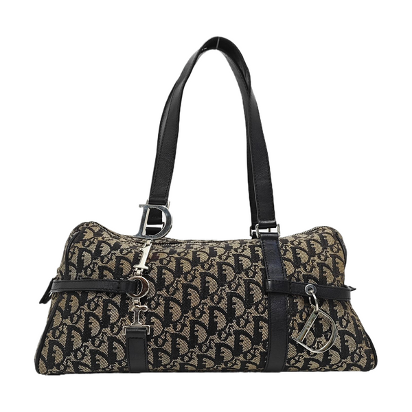 Oblique Canvas Top Handle Bag Gray