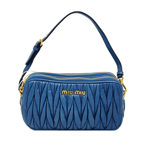 Quilted Lambskin Top Handle Bag Blue