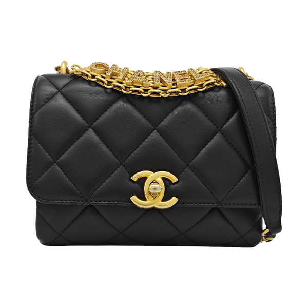 Quilted Lambskin Shoulder Bag Black