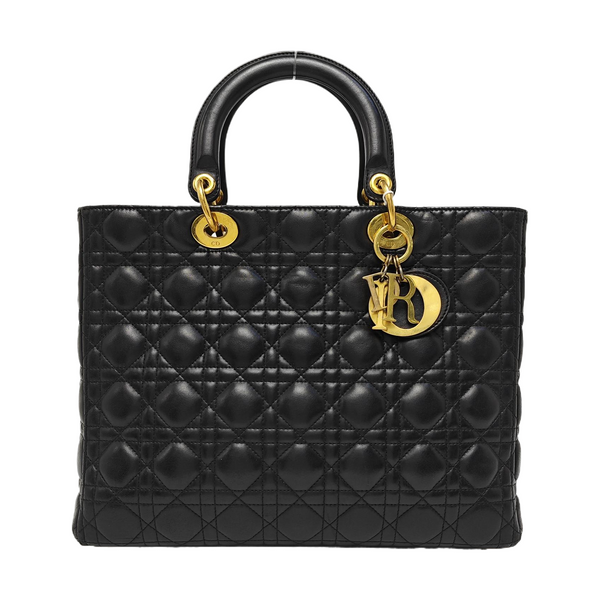 Lady Dior Large Cannage Lambskin Black