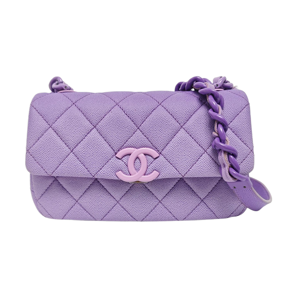 Quilted Grained Calfskin Purple