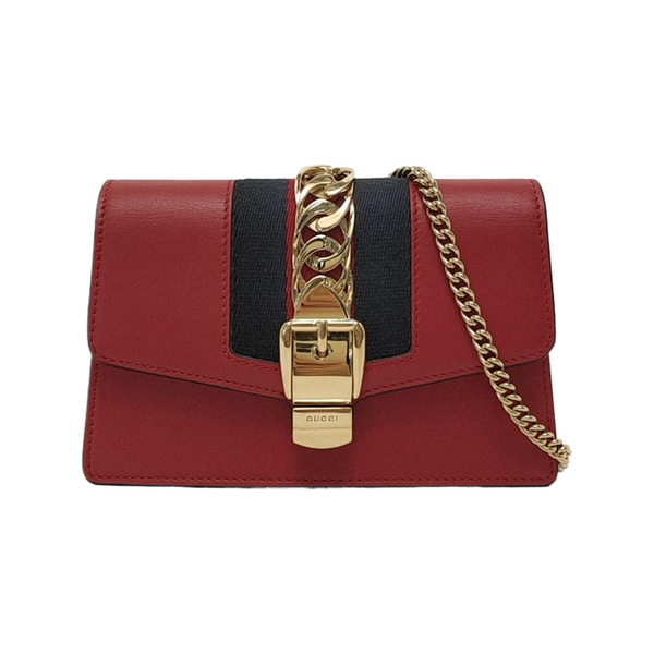 Authenticated pre-owned Sylvie Super Mini Calfskin Red - Shoulder Bag at Looply