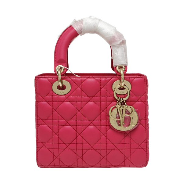 Lady Dior Pequeño Piel de Cordero Acolchada Rojo